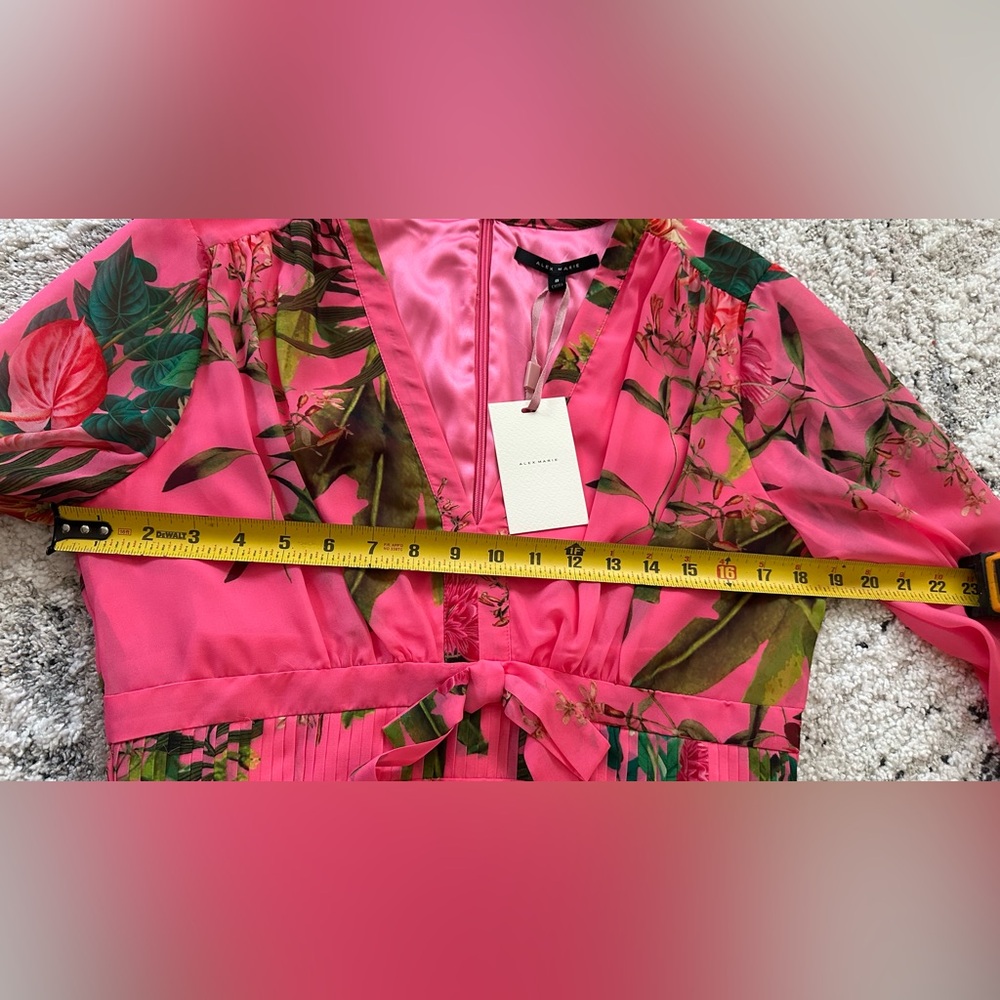 Alex Marie Vibrant Pink Floral Long Sleeve Dress - Picture 5 of 16